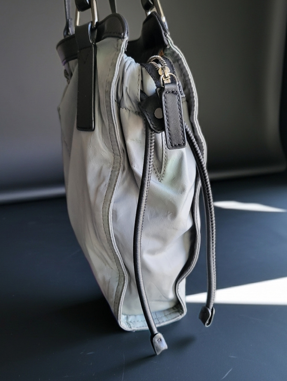 BURBERRY Grey/Black Leather And Nylon Small Buckleigh Tote - Picture 8 of 15